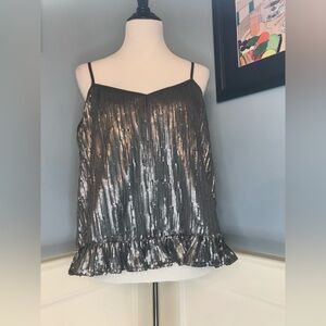 Silver Sequined Anthropology Top Sz 10